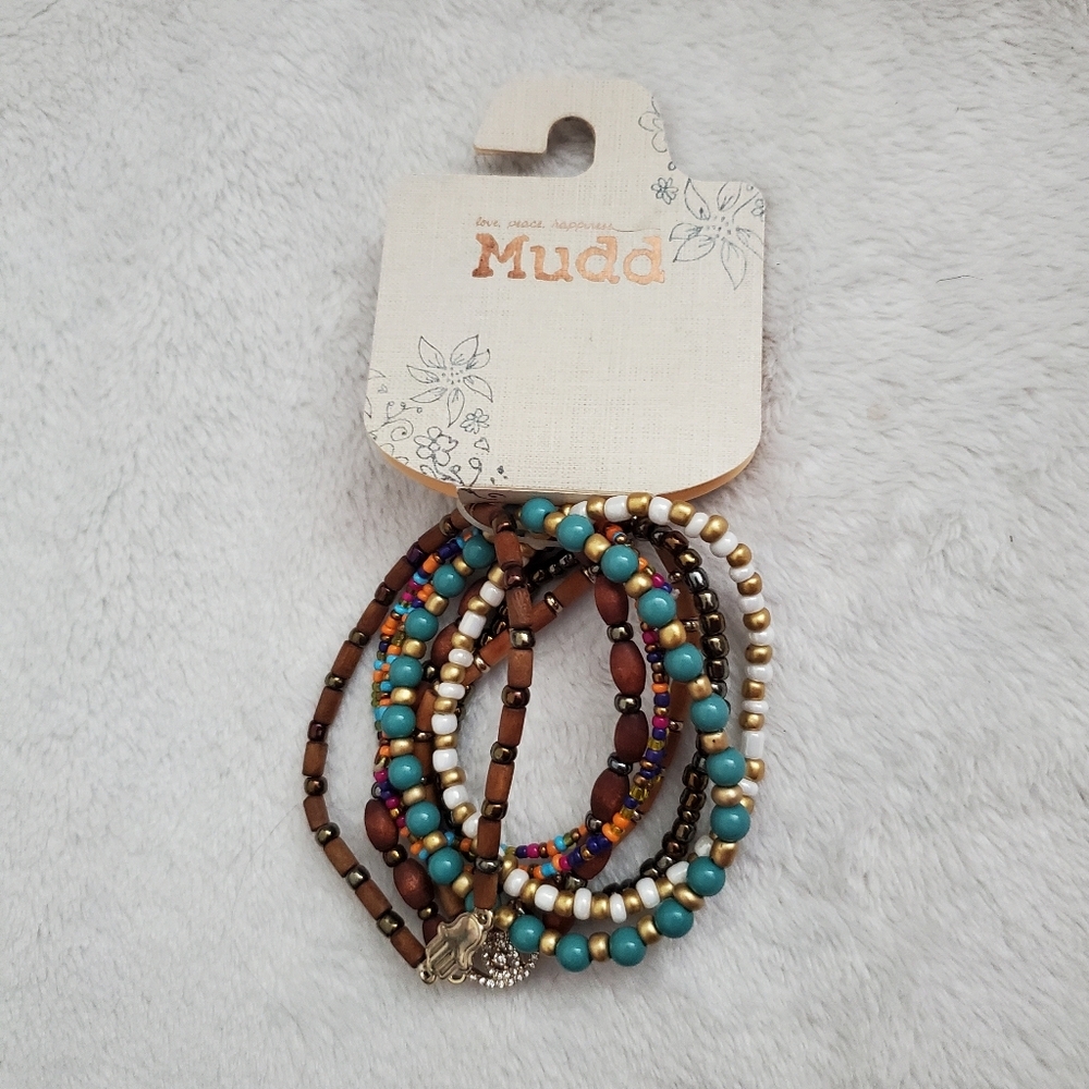 NWT Mudd Vibrant Beaded Bracelet Set